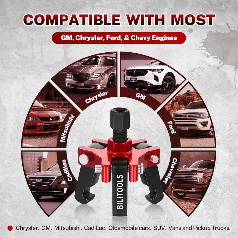 BILITOOLS Harmonic Balancer Puller Set, Upgraded 3-Jaw Pulley Puller with Holding Tool for Removing Harmonic Damper Balancers Compatible with Chevy, GM, Chrysler, Ford etc. - Image 3